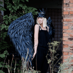 black angel wings costume, cosplay wings, adult angelic wing, show wings, maleficent wings huge angel wings, photo prop