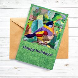 Goldfinch Bird Printable Greeting Card, Holiday Card to Download
