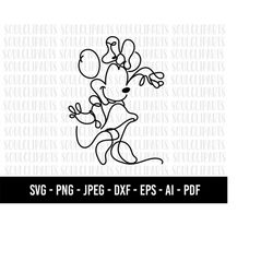cod1063- minnie mouse svg, minnie outline svg, print svg, sitckers svg, png, clipart, cutting files for cricut silhouet