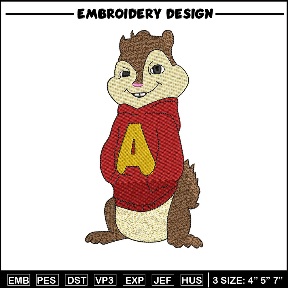 Alvin embroidery design, Chipmunks embroidery, Embroidery file, Embroidery shirt, Emb design, Digital download.jpg