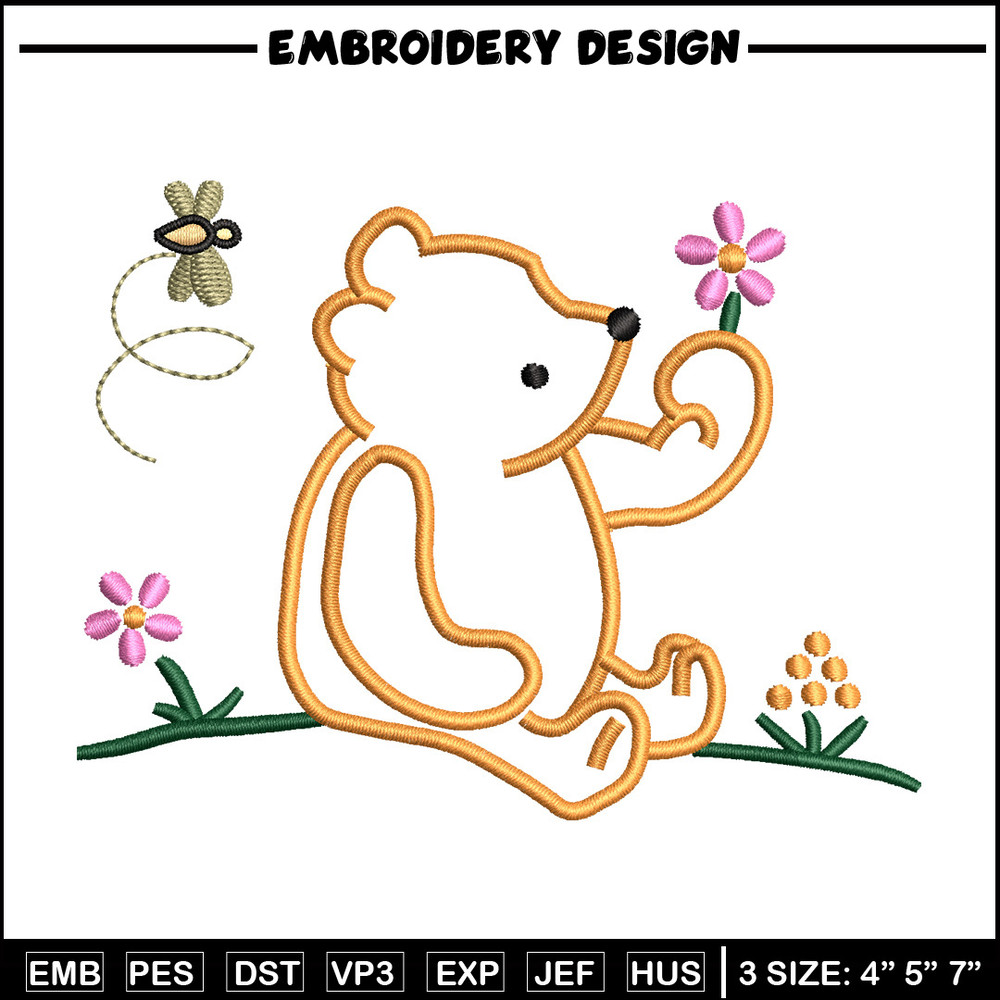 Bear flower embroidery design, Bear embroidery, Embroidery file, Embroidery shirt, Emb design, Digital download.jpg