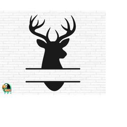 deer split monogram svg, deer head svg, deer hunting svg, buck head svg, deer svg, hunting svg, deer antlers svg cut fil