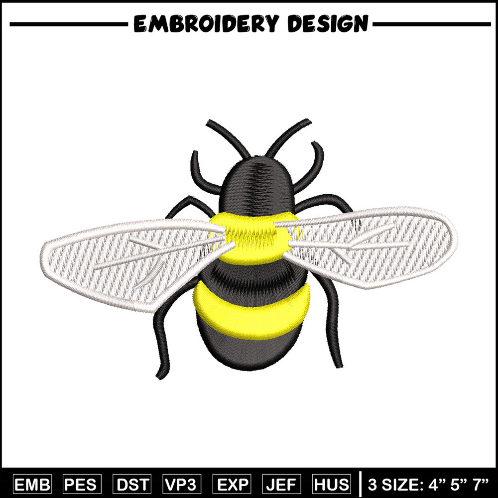 Bee yellow embroidery design, Bee embroidery, Embroidery file, Embroidery shirt, Emb design, Digital download.jpg