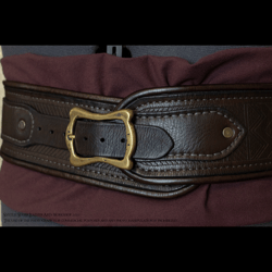 Billy Bones handmade leather pirate belt replica with custom buckle, everyday wear adaptation.