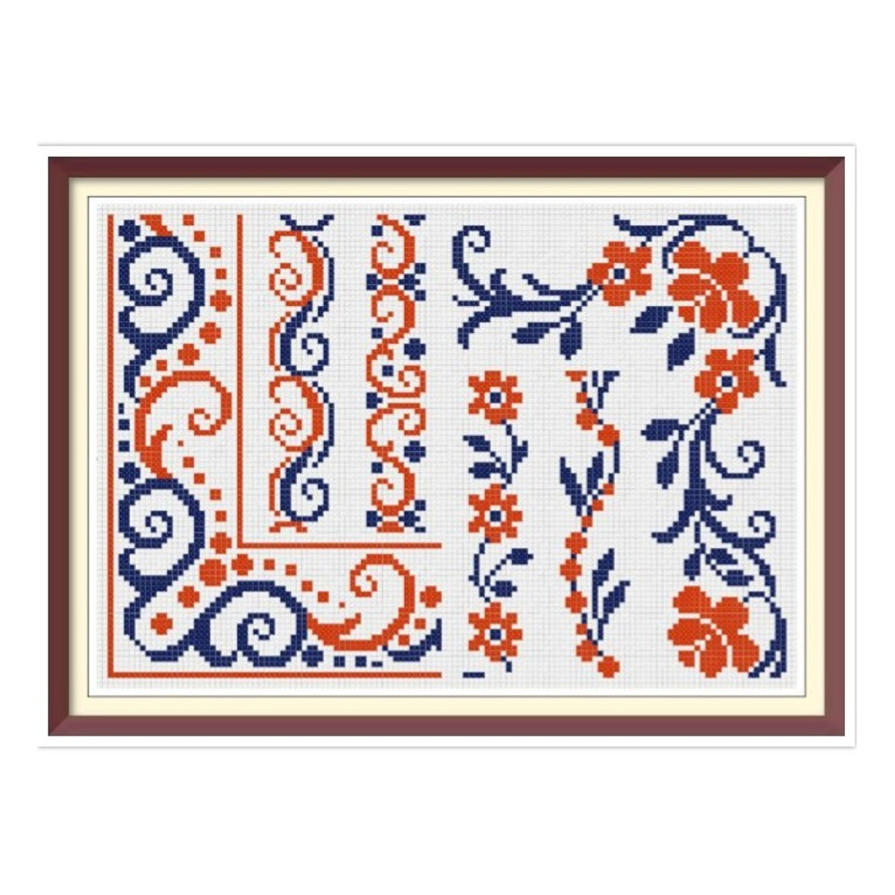 Borders - Cross Stitch Pattern - Corners, Inserts and General Motifs - Antique Sampler PDF Counted Vintage Pattern - Reproduction of 19th century.jpg