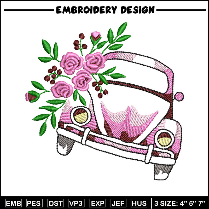 Car flower embroidery design, Car embroidery, Embroidery file, Embroidery shirt, Emb design, Digital download.jpg
