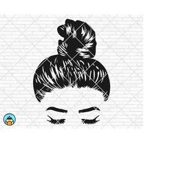 girl with messy bun, easy weed, messy bun svg, cute girl, girl bun, bun svg, top knot svg, hair bun svg, cricut, silhoue