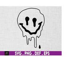 dripping smiley face svg, melted face shirt svg, scary shirt svg,cut file for cricut, silhouette, scary face svg, groovy