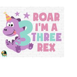 girl three rex svg, third birthday svg, girl dinosaur svg, girl birthday svg, dinosaur 3rd birthday svg, cut files, cric