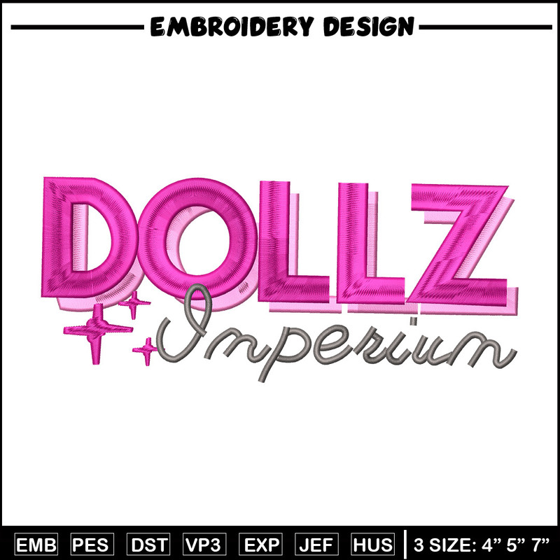 Dollz logo embroidery design, Logo embroidery, Embroidery file, Embroidery shirt, Emb design, Digital download.jpg