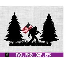 bigfoot 4th of july american usa flag patriotic svg, american patriotic sasquatch, the fourth of july, svg, png files fo