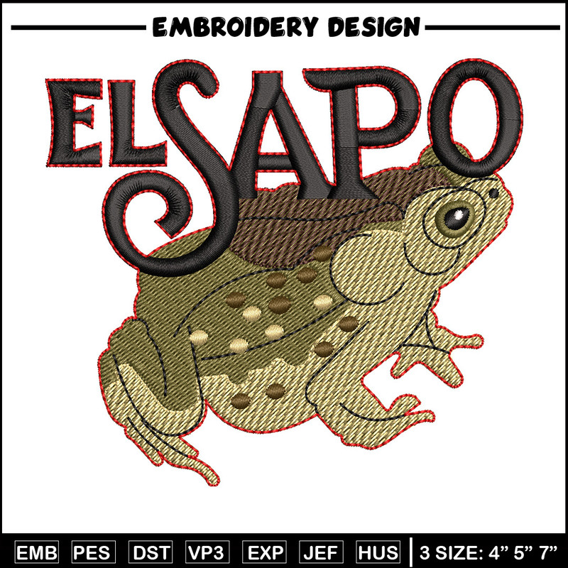 El sapo embroidery design, Logo embroidery, Embroidery file,Embroidery shirt, Emb design, Digital download.jpg