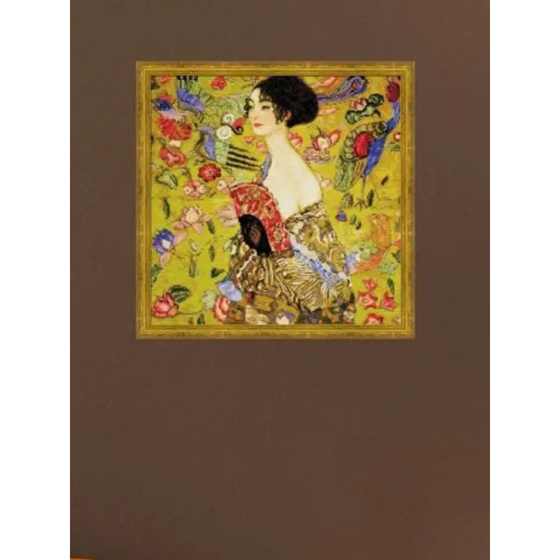 Kit Cross Stitch - Lady with a Fan Gustav Klimt - Embroidery Kit - Needlework Kit (2).png