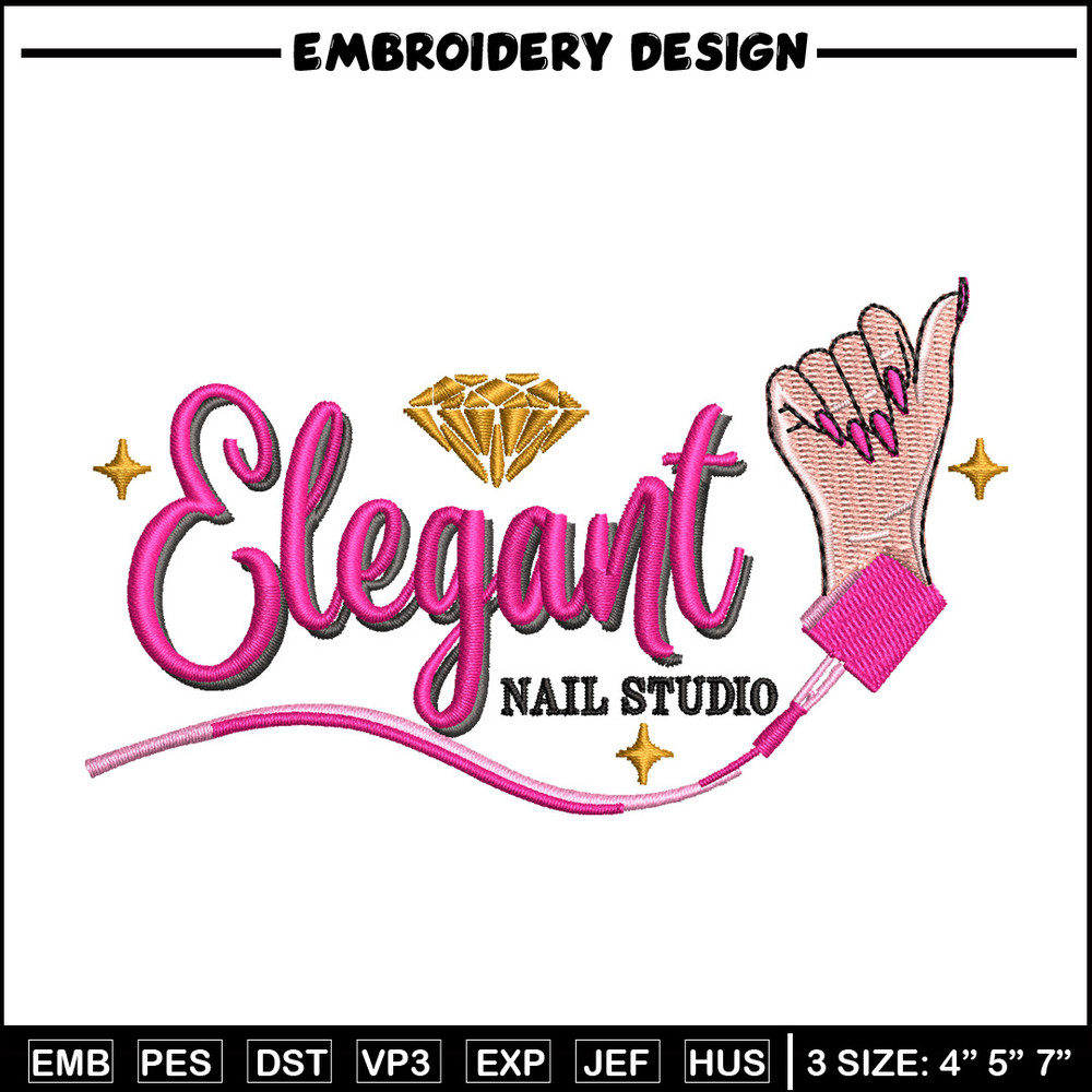 Nail studio embroidery design, Logo embroidery, Embroidery file, Embroidery shirt, Emb design, Digital download.jpg