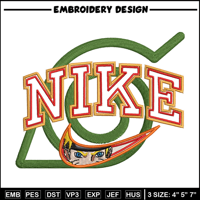 Nike konoha logo embroidery design, Naruto embroidery, Nike design,Embroidery shirt, Embroidery file, Digital download.jpg