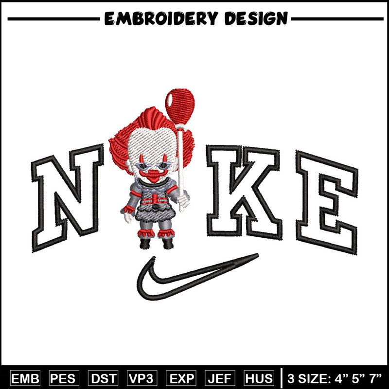 Nike pennywise embroidery design, Horror embroidery, Nike design, Embroidery shirt, Embroidery file, Digital download.jpg