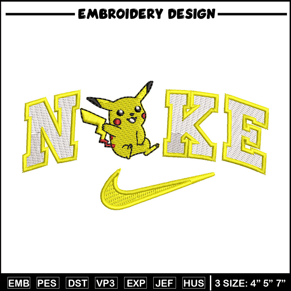 Nike pikachu embroidery design, Pokemon embroidery, Nike design, Embroidery shirt, Embroidery file, Digital download.jpg