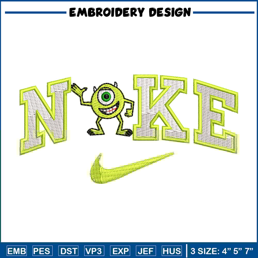 Nike x mike embroidery design, Disney embroidery, Nike design, Embroidery shirt, Embroidery file, Digital download.jpg