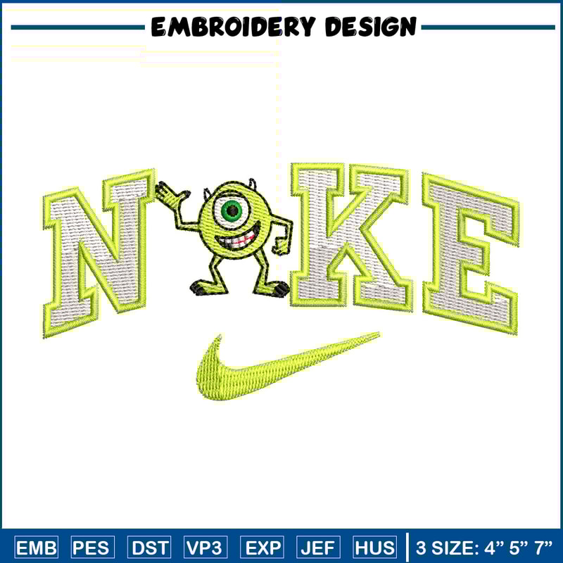 Nike x mike embroidery design, Disney embroidery, Nike design, Embroidery shirt, Embroidery file, Digital download.jpg