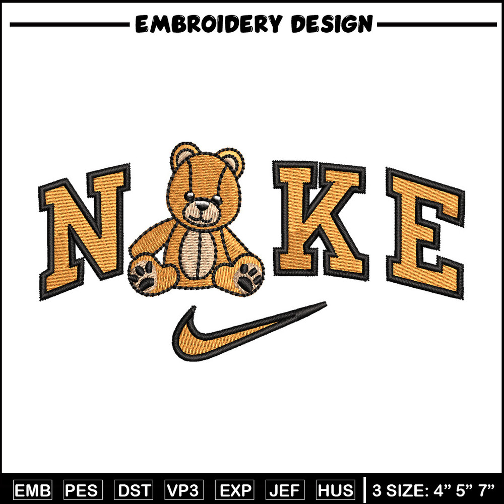 Nike teddy bear embroidery design, Bear embroidery, Nike design,Embroidery file,Embroidery shirt,Digital download.jpg
