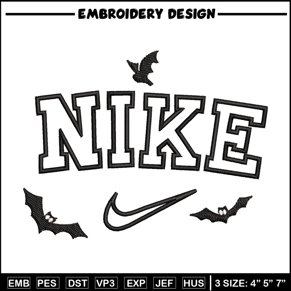 Nike x bat embroidery design, Bat embroidery, Nike design, Embroidery shirt, Embroidery file,Digital download.jpg