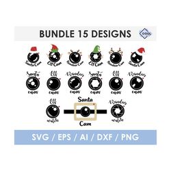 santa cam svg, bundle, elf cam svg, watch ornament svg, reindeer cam svg