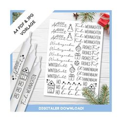 christmas candle tattoos pdf template, diy, german candles, advent calendar, holiday crafts, a4, ho ho ho, printable, in