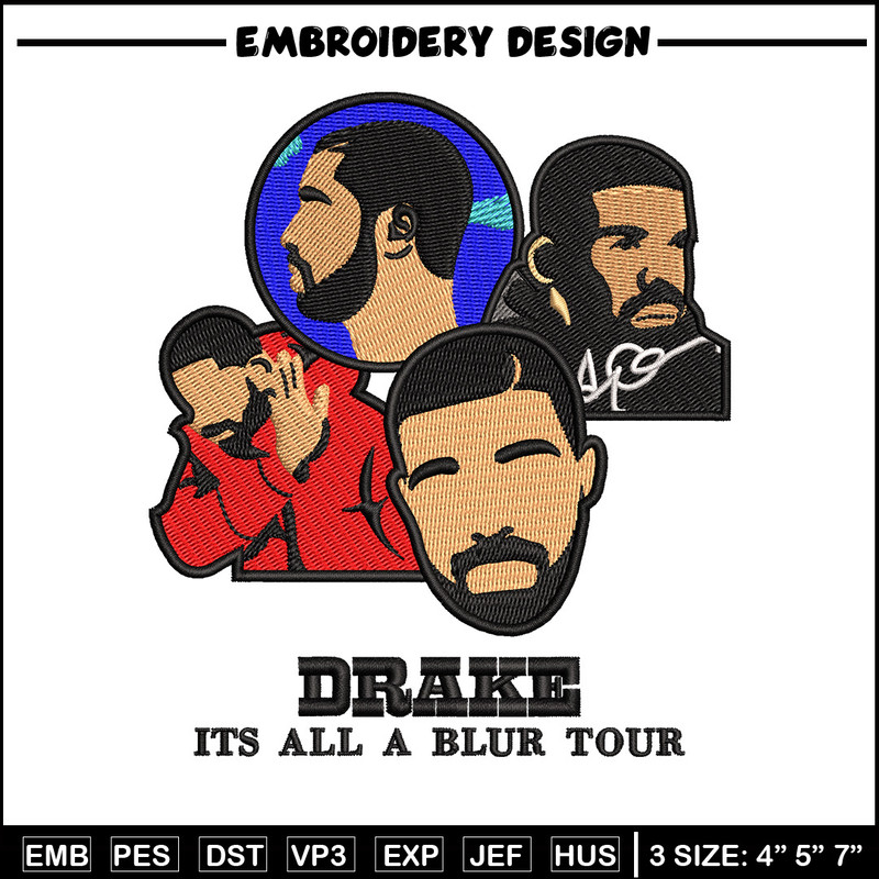 Its a blur tour embroidery design, Drake embroidery, Embroidery file, Embroidery shirt, Emb design, Digital download.jpg