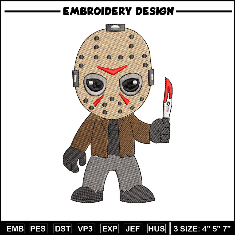 Jason Voorhees embroidery design, Horror embroidery, Embroidery file, Embroidery shirt, Emb design, Digital download.jpg