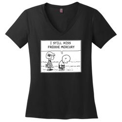 peanuts freddie mercury t shirt charlie brown i still miss freddie mercury &8211 ladies v-neck