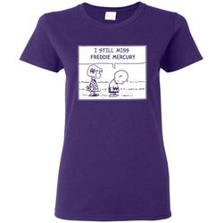 peanuts freddie mercury t shirt charlie brown i still miss freddie mercury &8211 women t-shirt