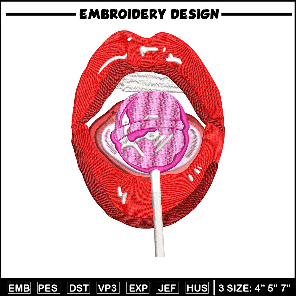 Lips lollipop embroidery design, Lips embroidery, Embroidery file, Embroidery shirt, Emb design, Digital download.jpg