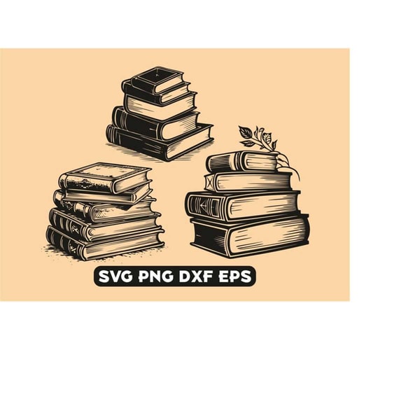 A stack of books svg, library svg, reading svg, book silhoue - Inspire ...