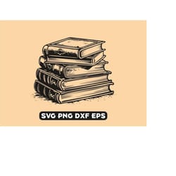 a stack of books svg, library svg, reading svg, book silhouette