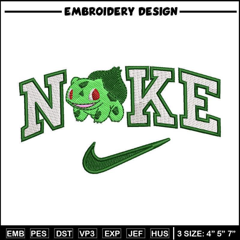 Nike bulbasaur embroidery design, Pokemon embroidery, Nike design, Embroidery shirt, Embroidery file,Digital download.jpg