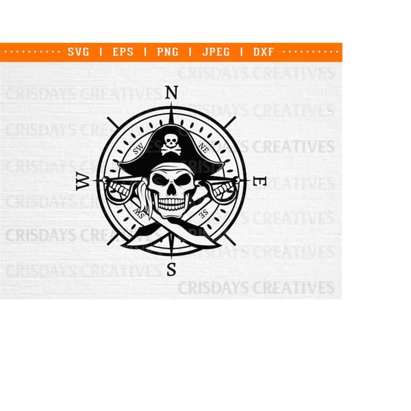 Vector Compass Skull pirate skull compass svg, pirate compass svg, compass svg, s - Inspire ...