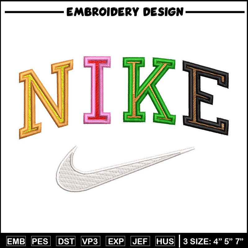 Nike color embroidery design, Nike embroidery, Nike design, Embroidery shirt, Embroidery file, Digital download.jpg