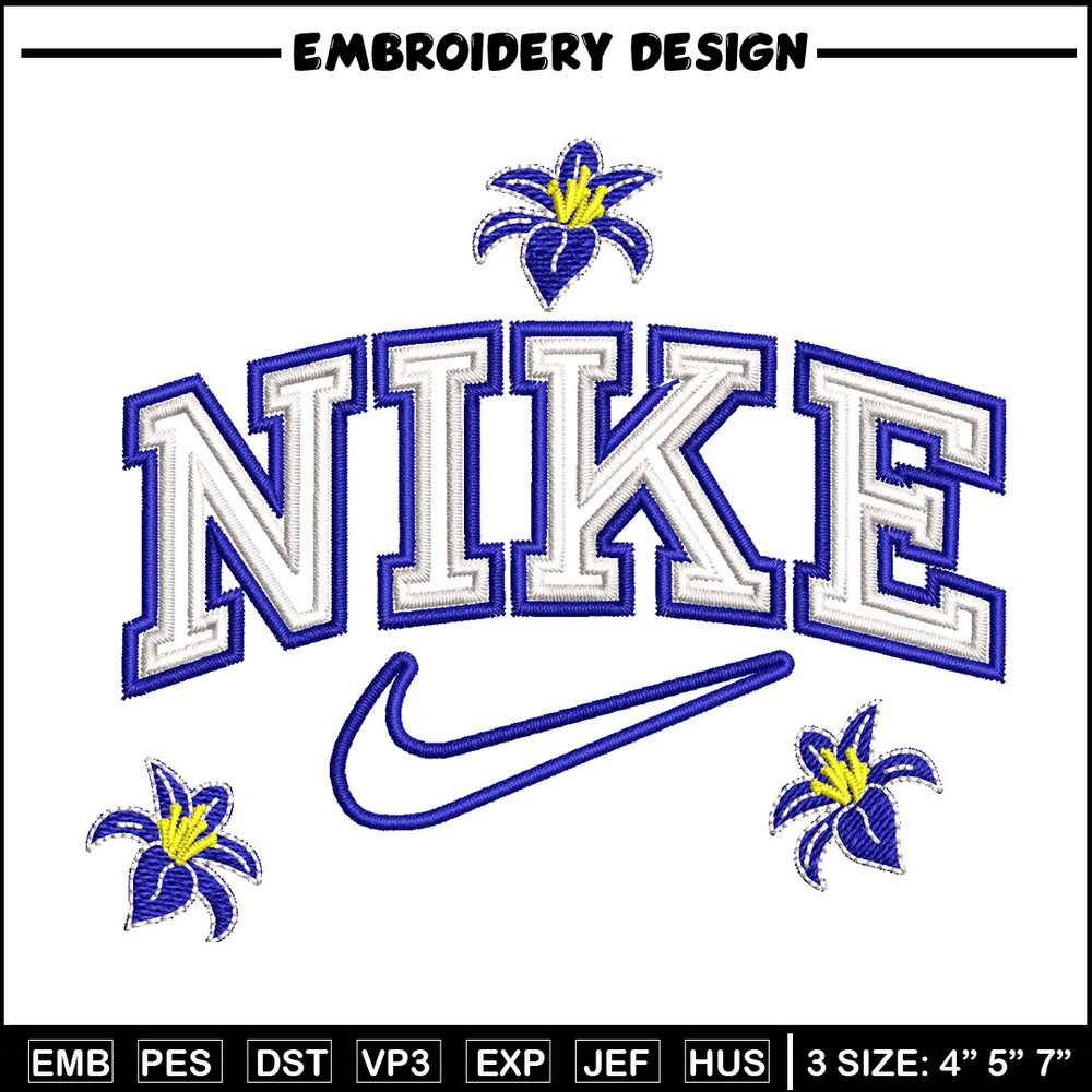 Nike flower embroidery design, Flower embroidery, Nike design, Embroidery shirt, Embroidery file, Digital download.jpg
