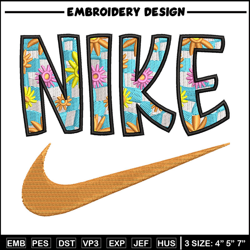 Nike flower embroidery design, Flower embroidery, Nike design, Embroidery shirt, Embroidery file,Digital download.jpg