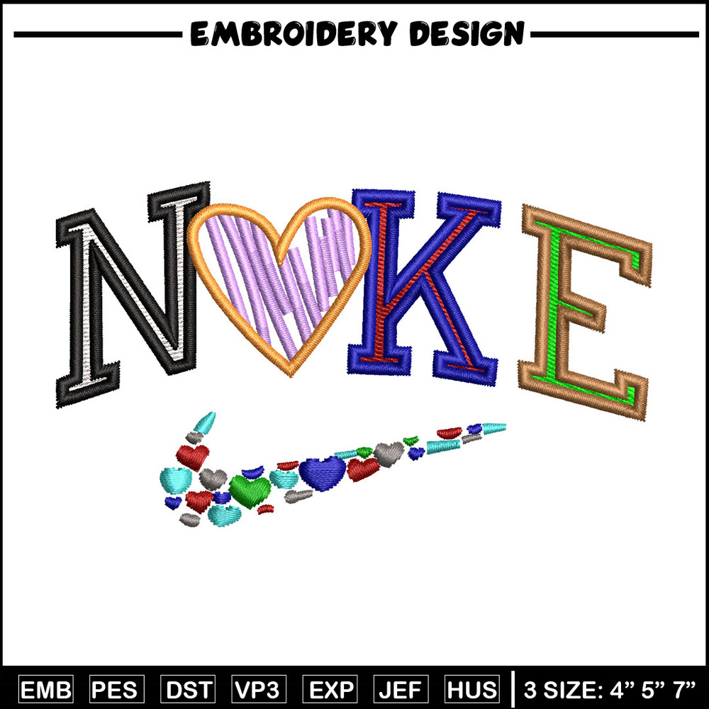 Nike heart color embroidery design, Logo embroidery, Nike design, Embroidery shirt, Embroidery file, Digital download.jpg