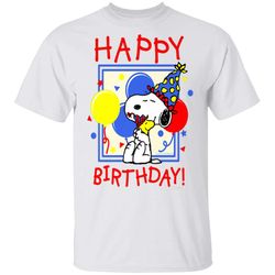 peanuts snoopy and woodstock happy birthday t-shirt