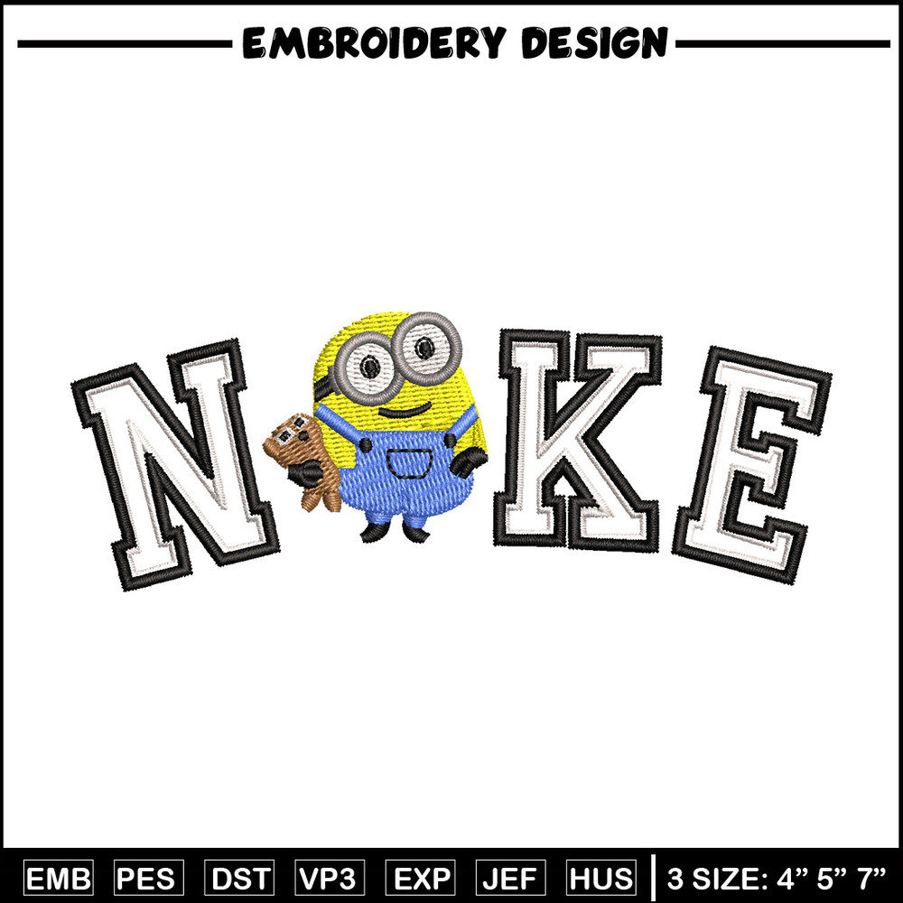 Nike minion embroidery design, Minion embroidery, Nike design, Embroidery shirt, Embroidery file, Digital download.jpg