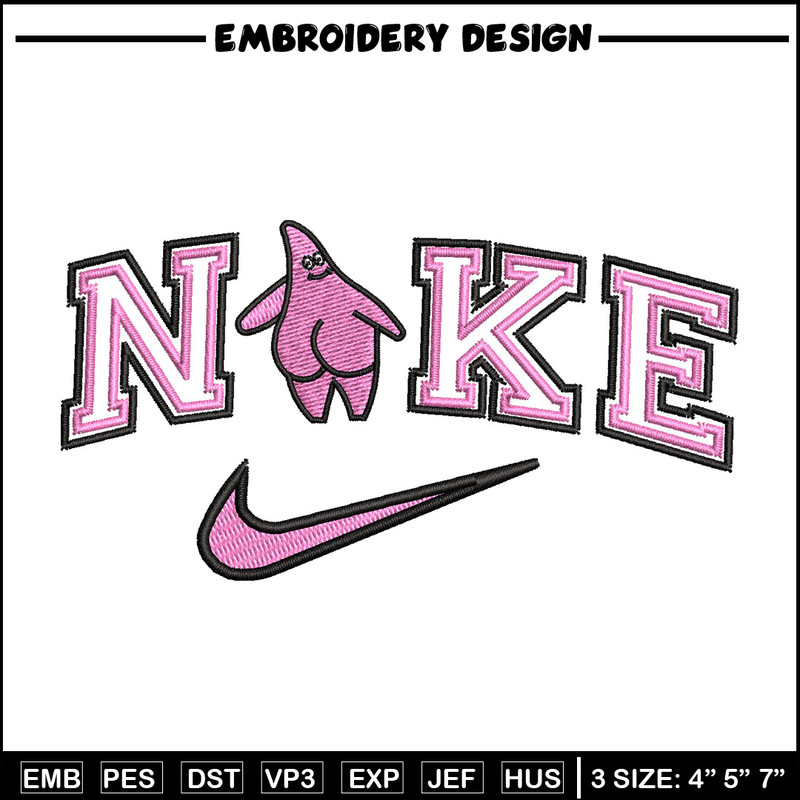 Nike patrick embroidery design, Spongebob embroidery, Nike design, Embroidery file, Embroidery shirt, Digital download.jpg