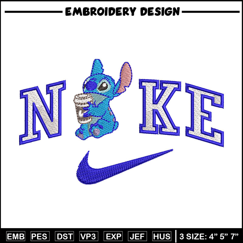 Nike stitch coffee embroidery design, Stitch embroidery, Nike design,Embroidery shirt, Embroidery file, Digital download.jpg