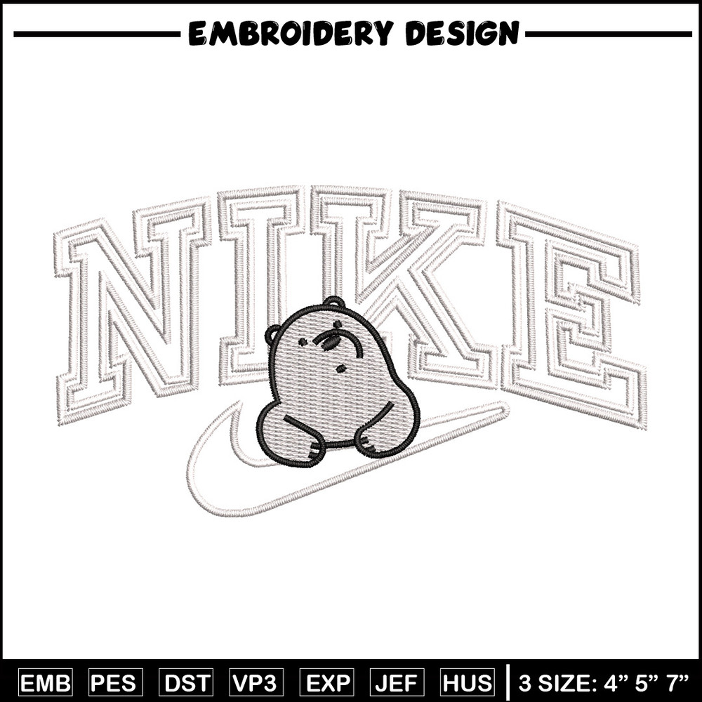 Nike white bear embroidery design, Cartoon embroidery, Nike design, Embroidery shirt, Embroidery file,Digital download.jpg