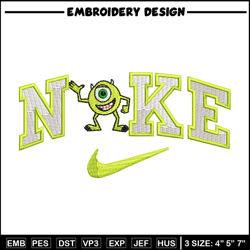 Nike x mike embroidery design, Disney embroidery, Nike design, Embroidery shirt, Embroidery file, Digital download.jpg