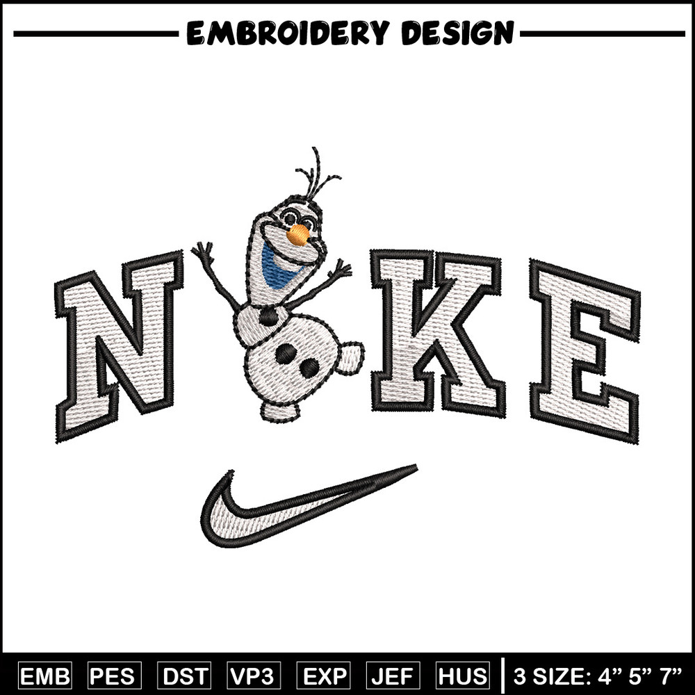 Nike x olaf embroidery design, Disney embroidery, Nike design, Embroidery shirt, Embroidery file, Digital download.jpg