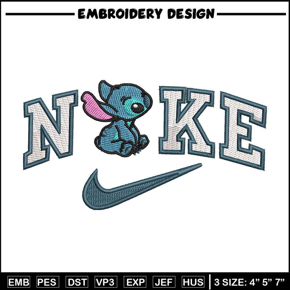 Nike x stitch cute embroidery design, Stitch embroidery,Nike design, Embroidery shirt, Embroidery file, Digital download.jpg