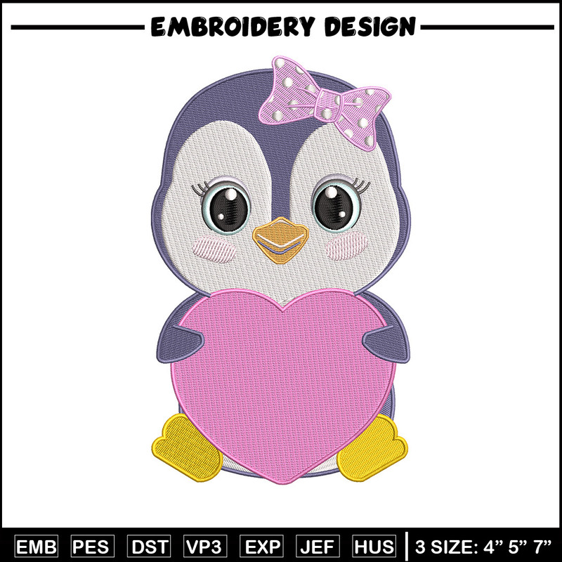 Penguin love embroidery design, Penguin embroidery, Embroidery file, Embroidery shirt, Emb design, Digital download.jpg