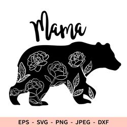 Mama Bear Svg Floral Bear File for Cricut Animal Silhouette Dxf Family Svg Lettering Mama Png Mom Sublimation